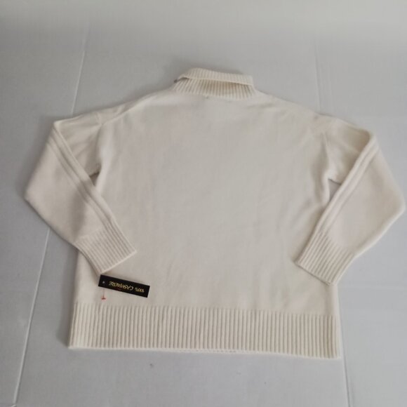 InCashmere 100% Cashmere Cream Roll Neck Sweater Women’s Size M NWT - Picture 15 of 16